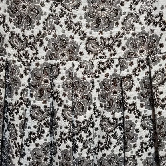 Vintage Rose Dirndl Metallic Floral Paisley Sleeveless Maxi Dress Gown Bridgeton